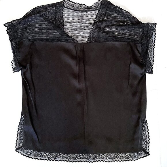 ERES silk blouse top with eyelet lace details, black - Picture 2 of 10